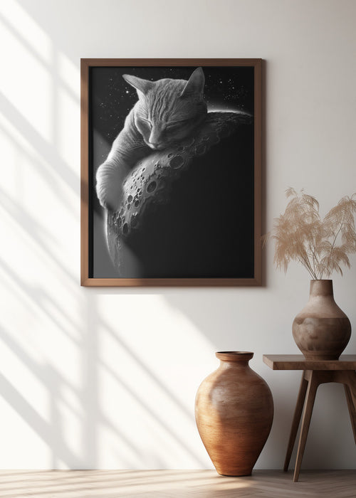 mooncat Framed Art Modern Wall Decor