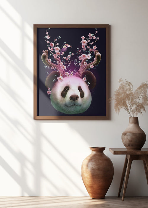 panda horns up Framed Art Modern Wall Decor