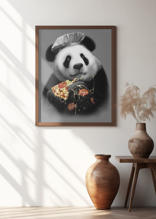 panda loves pizza Framed Art Modern Wall Decor