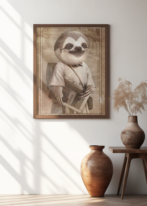 STUDENT SLOTH Framed Art Wall Decor