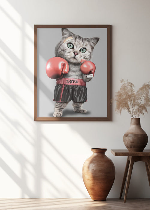 boxing cat Framed Art Modern Wall Decor