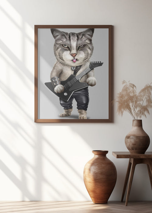 heavy metal cat Framed Art Wall Decor