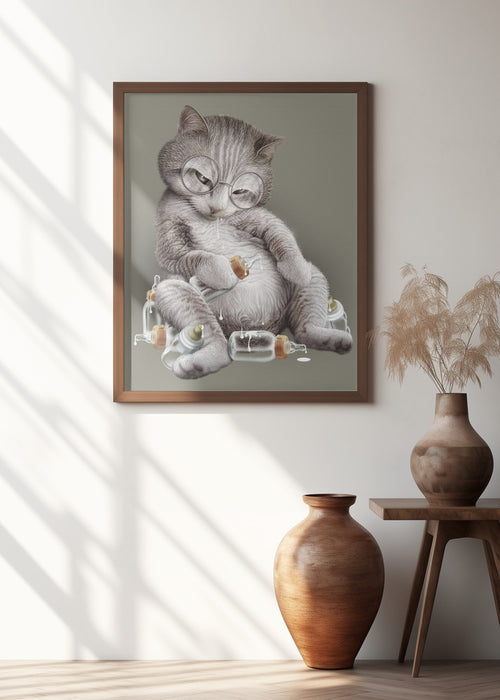 greedy cat Framed Art Modern Wall Decor