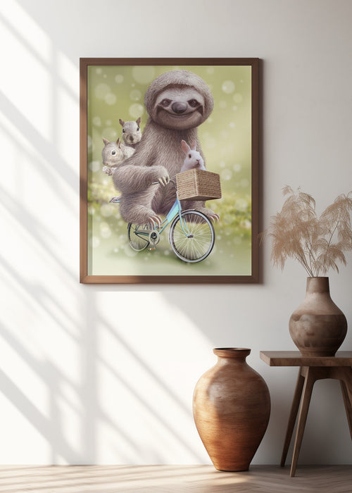 SLOTH GO RIDING Framed Art Modern Wall Decor