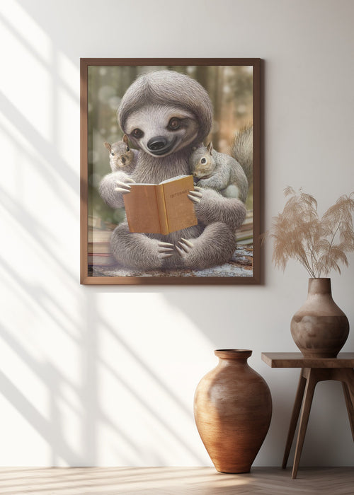 SLOTH SHARING KNOWLEDGE Framed Art Wall Decor