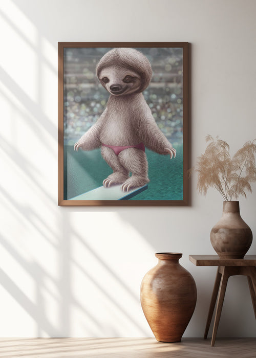 SLOTH THE DIVER Framed Art Wall Decor