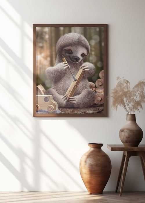 SLOTH THE TOY MAKER Framed Art Wall Decor