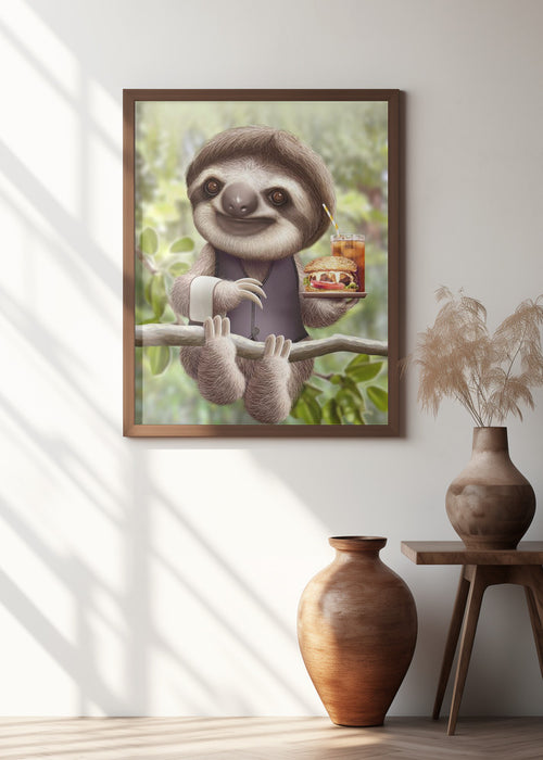 SLOTH ONTREE DELIVERY Framed Art Wall Decor