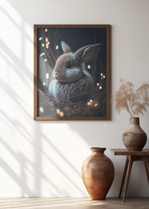 Bunny In The Nest Framed Art Modern Wall Decor