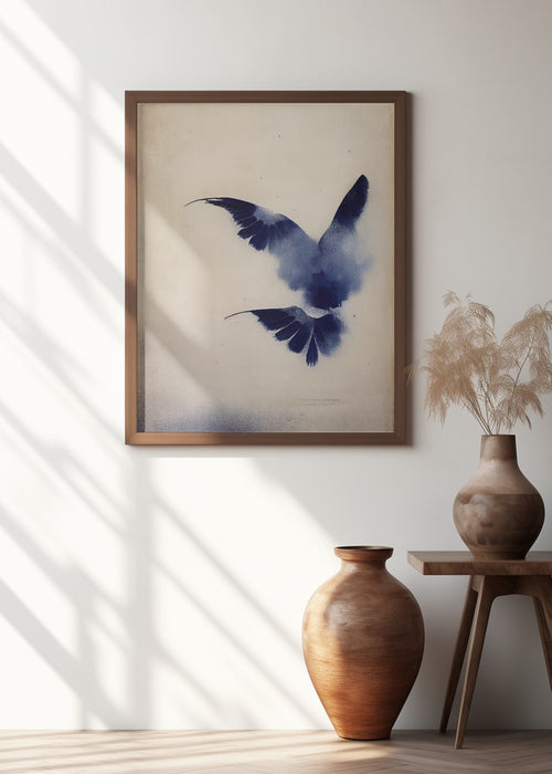 Indigo Bird Framed Art Modern Wall Decor