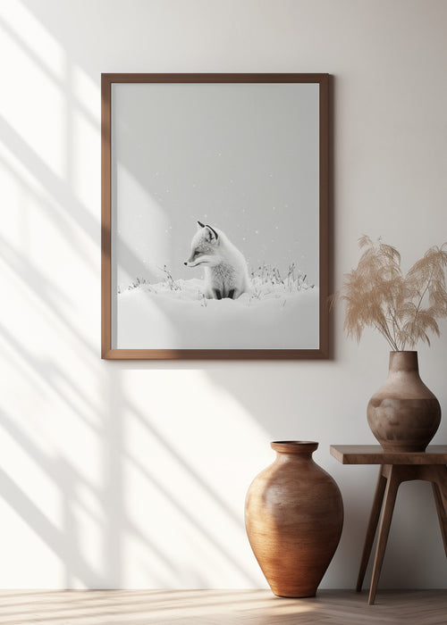 Snow Fox Framed Art Modern Wall Decor