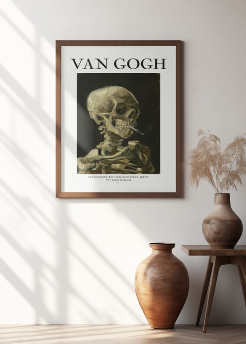 Head of a skeleton with a burning cigarette Framed Art Wall Decor