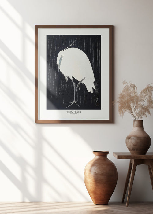 Egret In The Rain Framed Art Modern Wall Decor