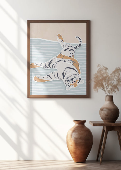 Scandi Sleeping Tiger Children's Art Framed Art Wall Decor