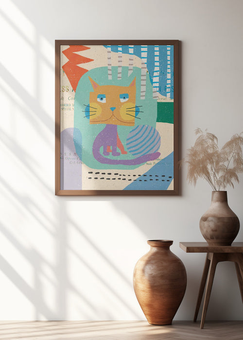 Fat Cheeks Cat Framed Art Wall Decor