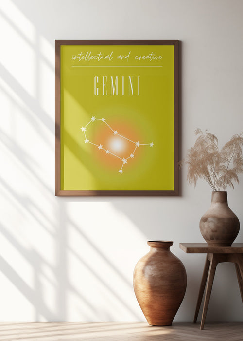 Gemini Zodiac Print Art Framed Art Modern Wall Decor