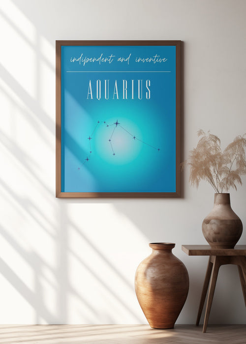 Aquarius Zodiac Print Art Framed Art Modern Wall Decor