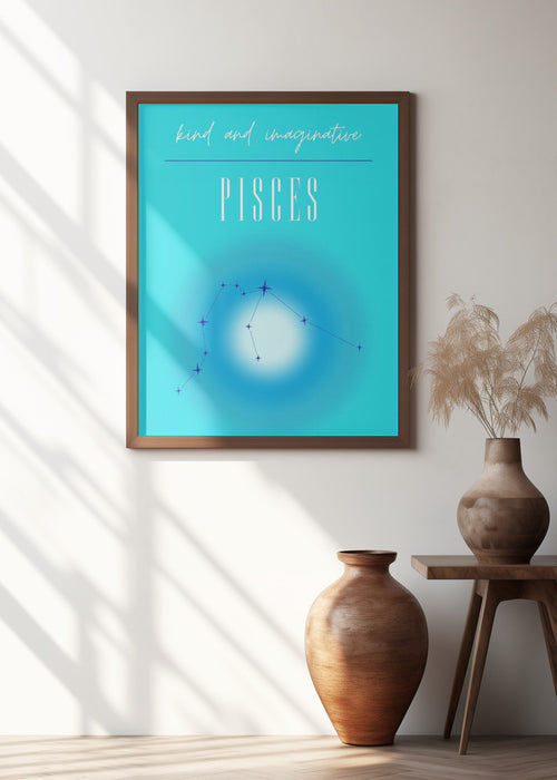 Pisces Zodiac Print Art Framed Art Wall Decor