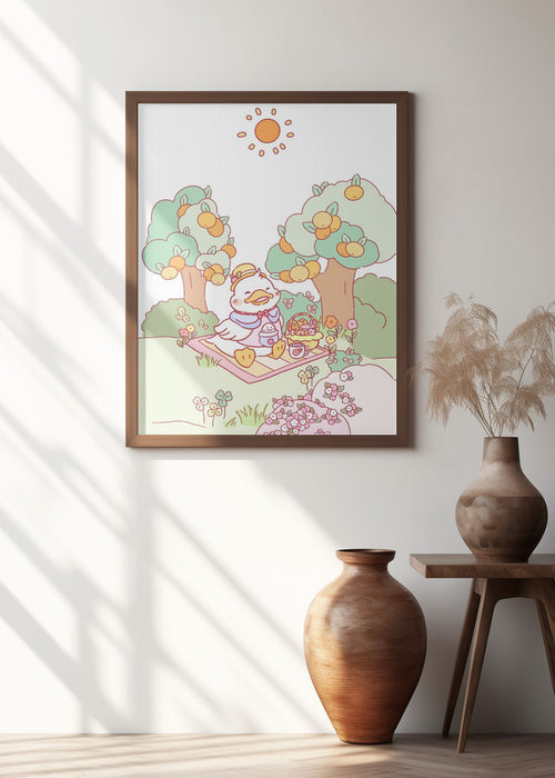 Little Duck Picnic up Framed Art Modern Wall Decor