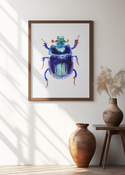 Earth-boring dung beetle or Anoplotrupes stercorosus Framed Art Wall Decor