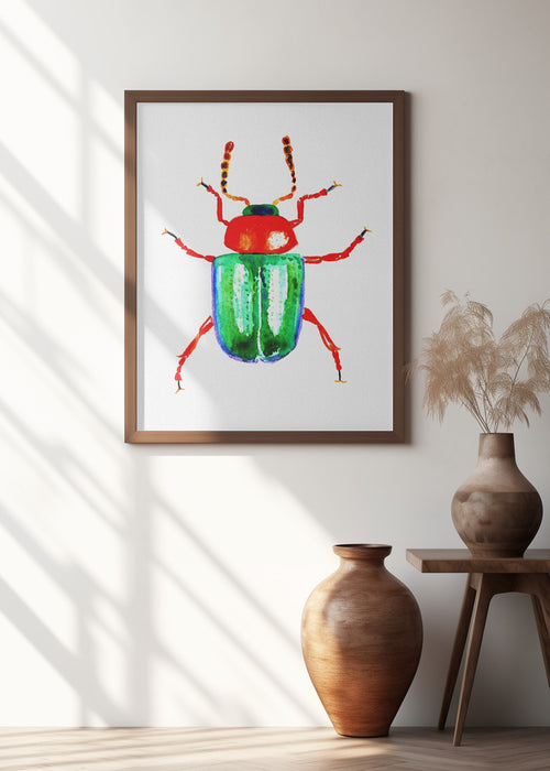 Knotweed beetle or Gastrophysa polygoni Framed Art Wall Decor