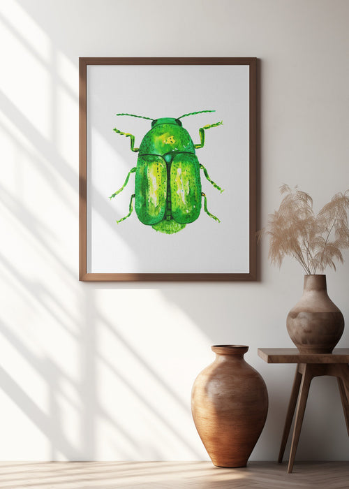 Cylindrical leaf beetle or Cryptocephalus sericeus Framed Art Wall Decor