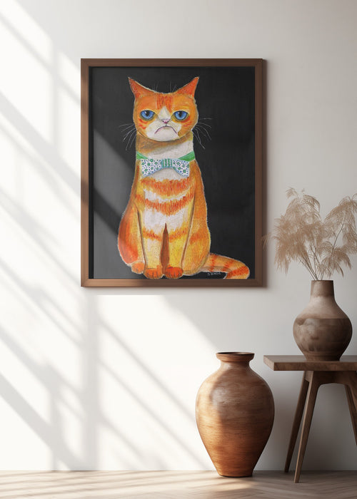 Sad Cat Framed Art Modern Wall Decor