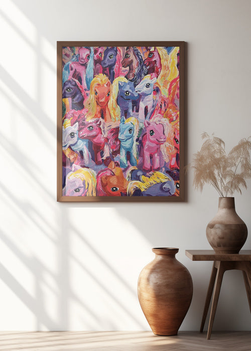 Ponies Framed Art Modern Wall Decor