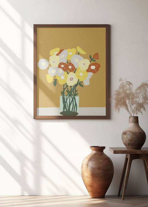 Vase of Flowers Framed Art Modern Wall Decor