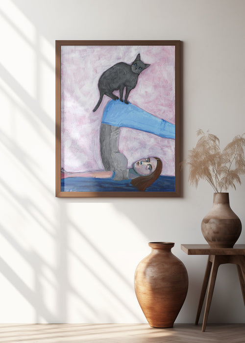 Yoga with my Cat Framed Art Wall Decor