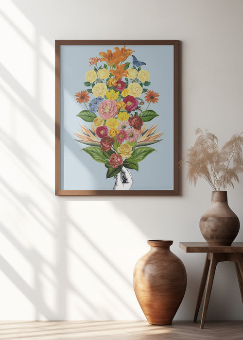 Botanical blue bouquet Framed Art Wall Decor