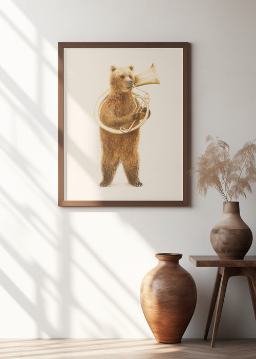 The Bear and His Helicon Framed Art Wall Decor