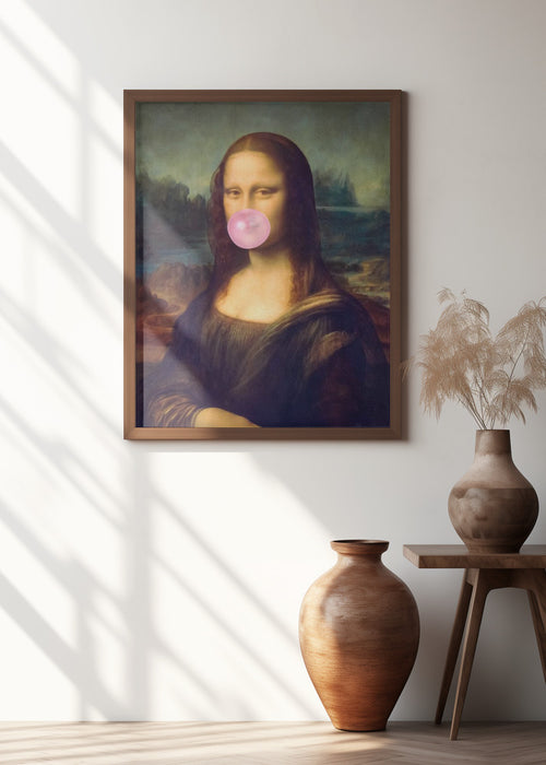 Mona Lisa Bubble Gum Framed Art Modern Wall Decor