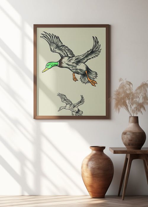 Flying Ducks Framed Art Wall Decor