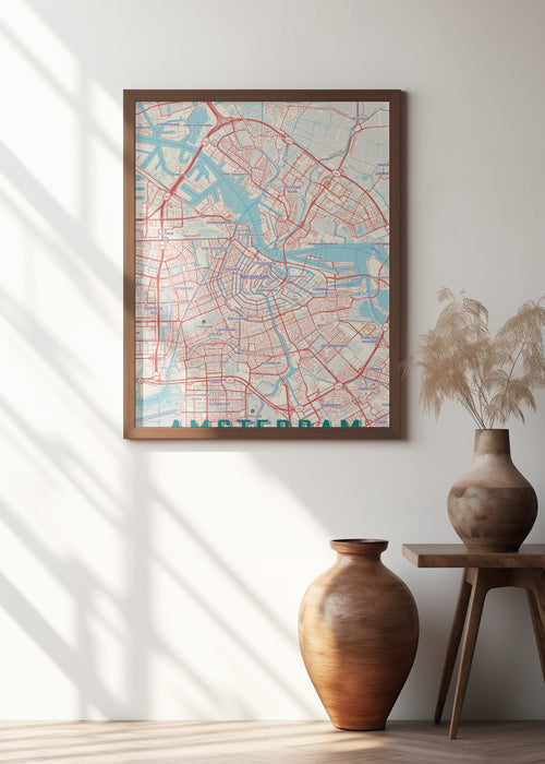 Retro Map   Amsterdam Framed Art Modern Wall Decor