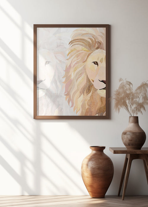 Lion Half face 1 Framed Art Wall Decor