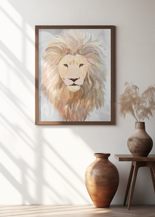 Golden lion portrait Framed Art Wall Decor