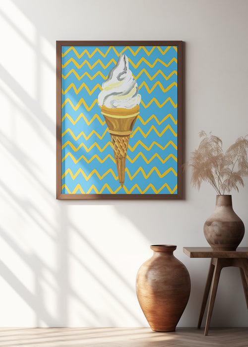 Ice Cream Blue Framed Art Wall Decor