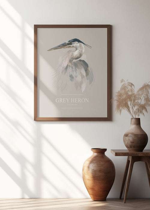 Grey Heron Framed Art Wall Decor