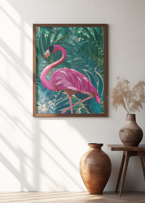 Flamingo in the Jungle Framed Art Modern Wall Decor