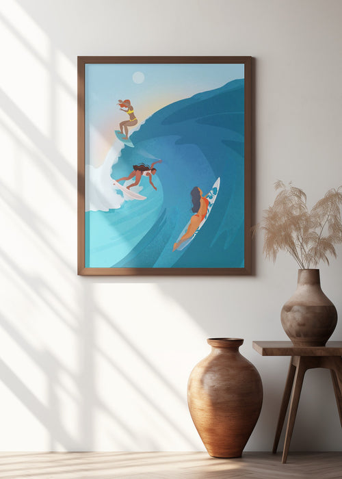 Surfers Framed Art Wall Decor