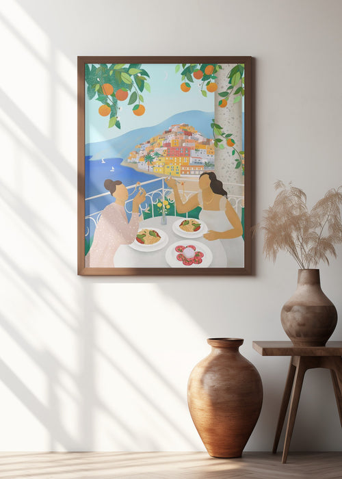 Girls in Positano Framed Art Modern Wall Decor