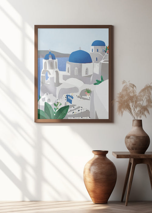 Santorini island Framed Art Modern Wall Decor