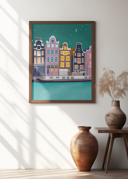 Amsterdam by night Framed Art Modern Wall Decor