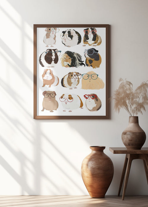 Guinea Pig in Glasses Framed Art Wall Decor