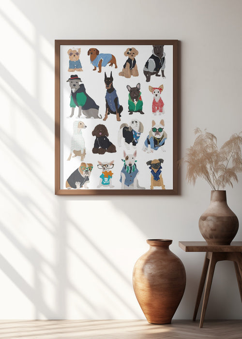 Cool Dog Print Framed Art Wall Decor