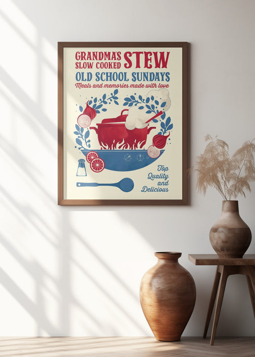 Grandmas Stew kitchen print Framed Art Wall Decor