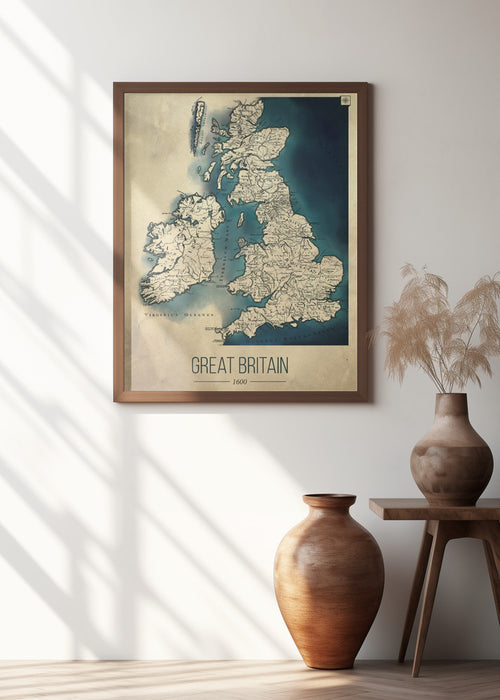 Great Britain map Framed Art Wall Decor