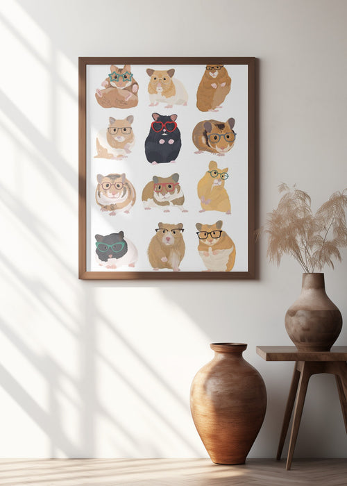 A1 Hamsters In Glasses Framed Art Wall Decor