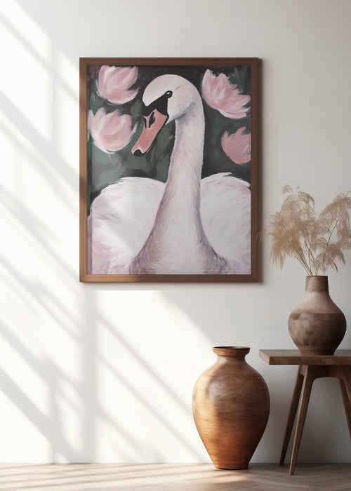 Swan In The Pond Framed Art Modern Wall Decor